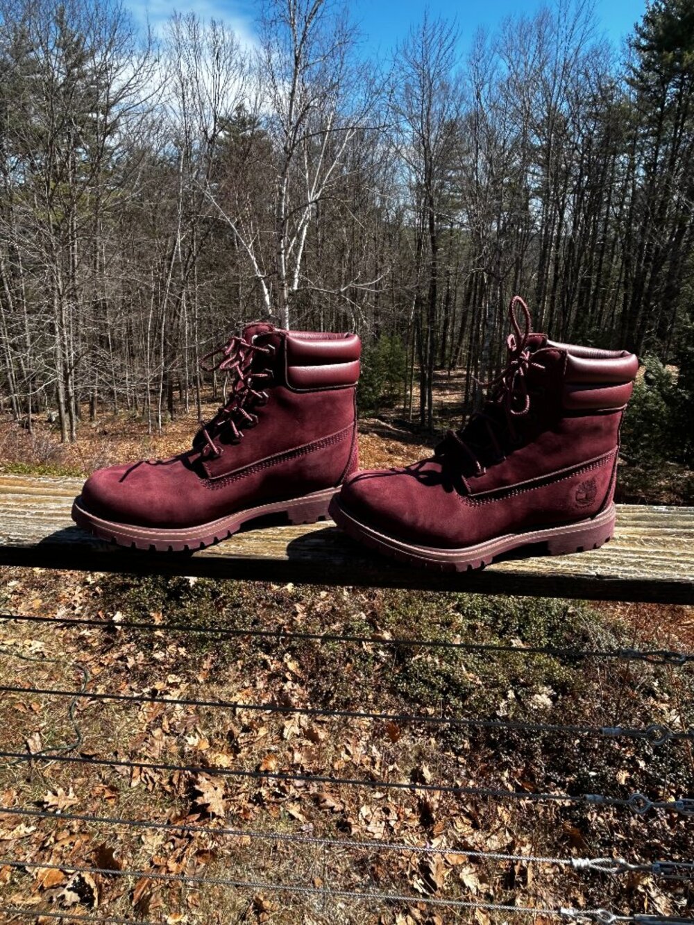 Timberland Ortholite Maroon Leather Boots Size 6.5 Women’s Combat Work Everyday